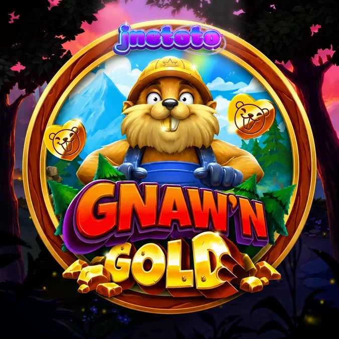 Tampilan visual slot Gnaw’n Gold dengan tema hutan dan karakter berang-berang.